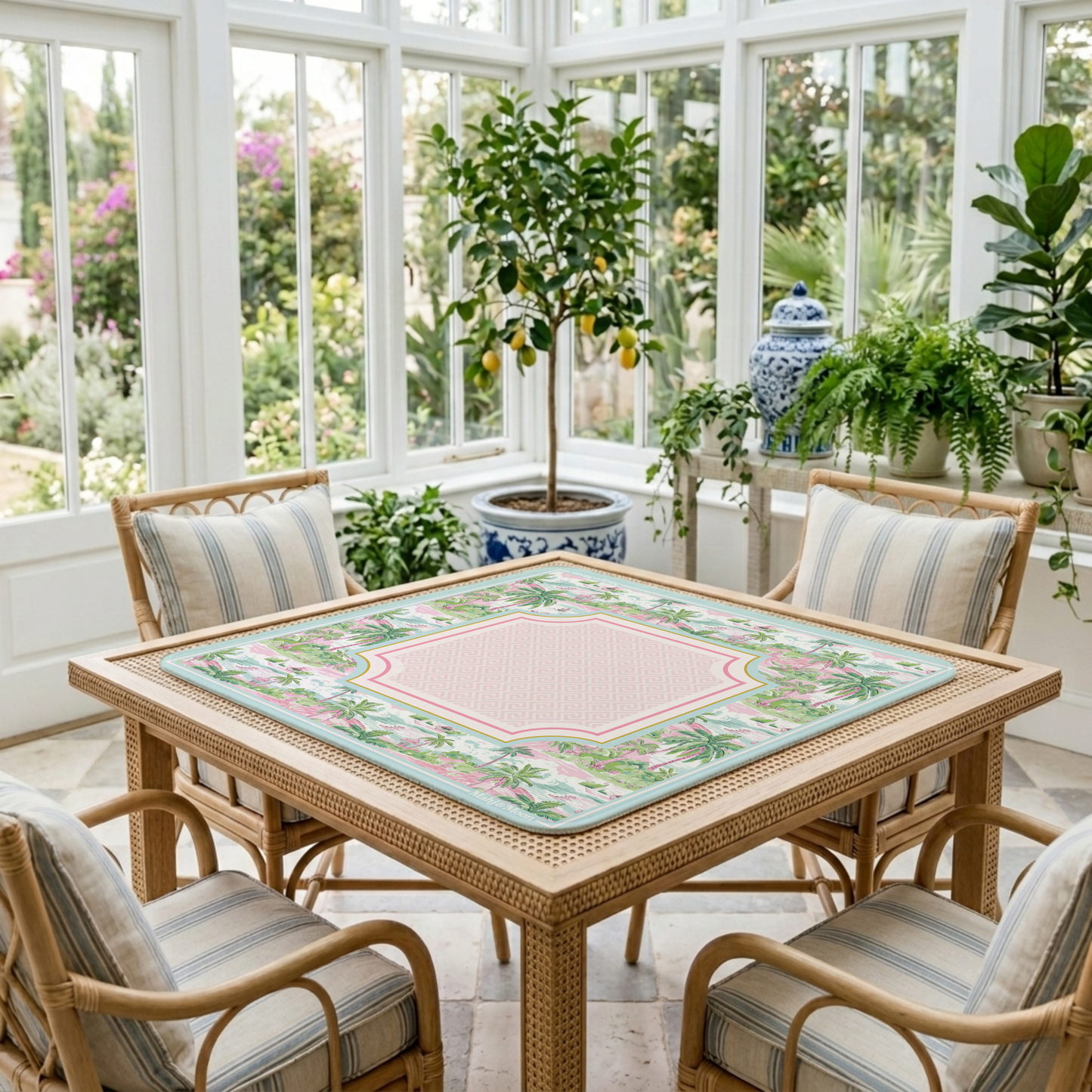 Blue Pastel Palm Beach Mahjong Mat