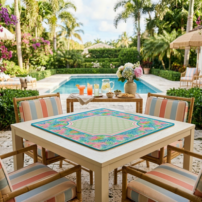 Blue Tropical Palm Mahjong Mat