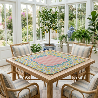 Pastel Wildflower Gingham Mahjong Mat