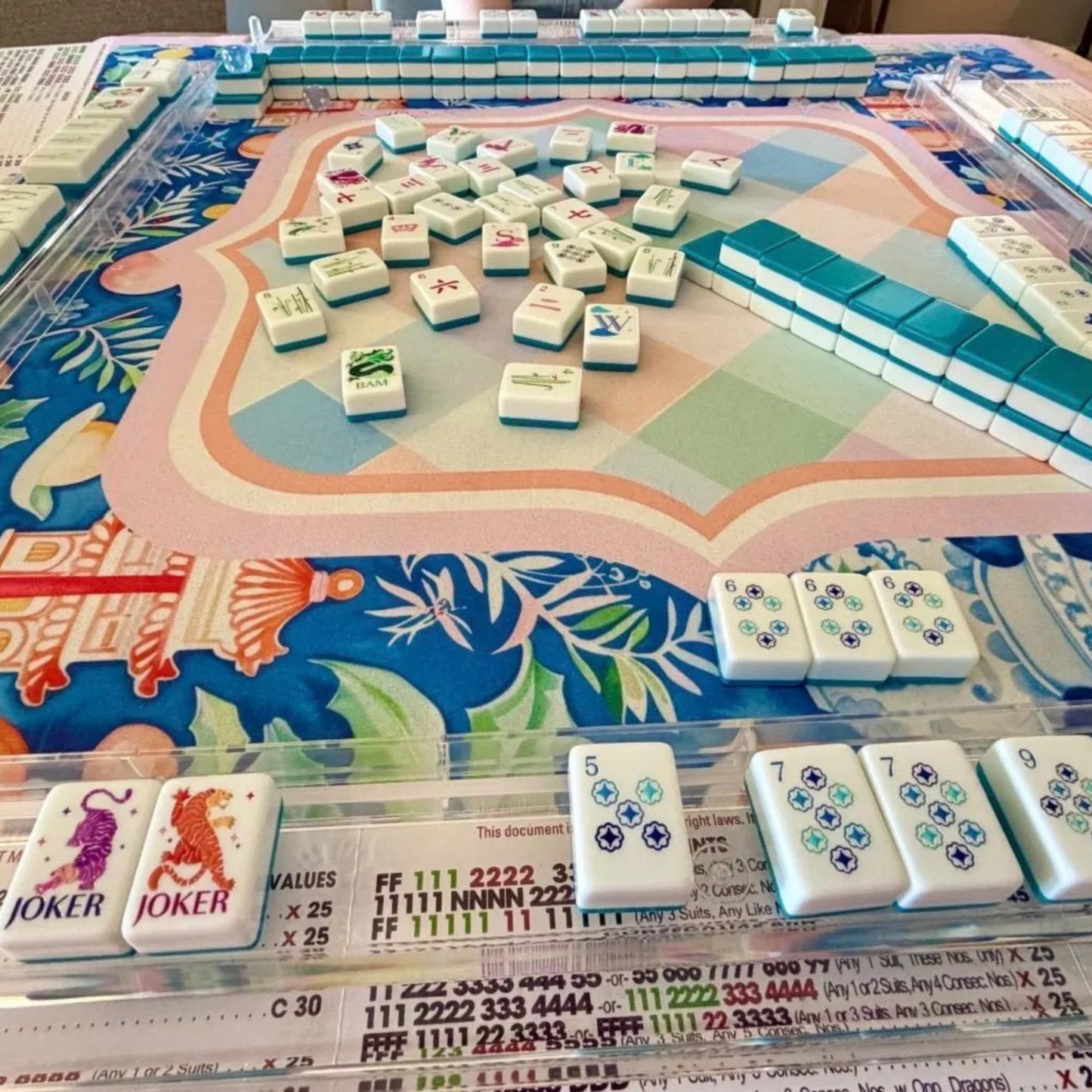 Festive Citrus Chinoiserie Mahjong Mat