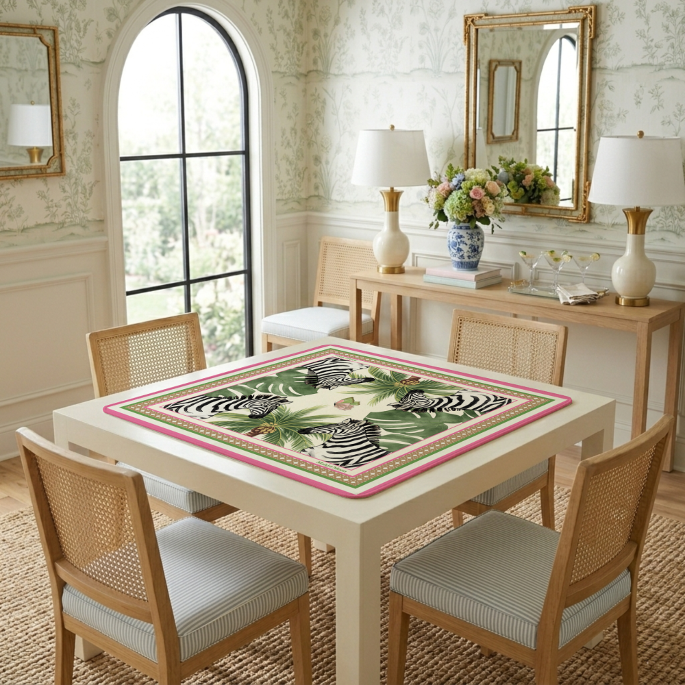 Zebra Palm Chinoiserie Mahjong Mat
