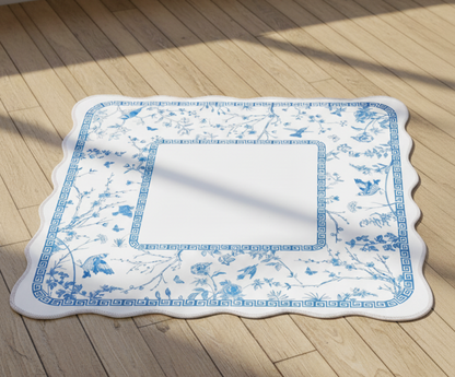 Blue Chinoiserie Mahjong Mat – Rollable Mahjong Table Mat