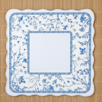 Blue Chinoiserie Mahjong Mat – Rollable Mahjong Table Mat