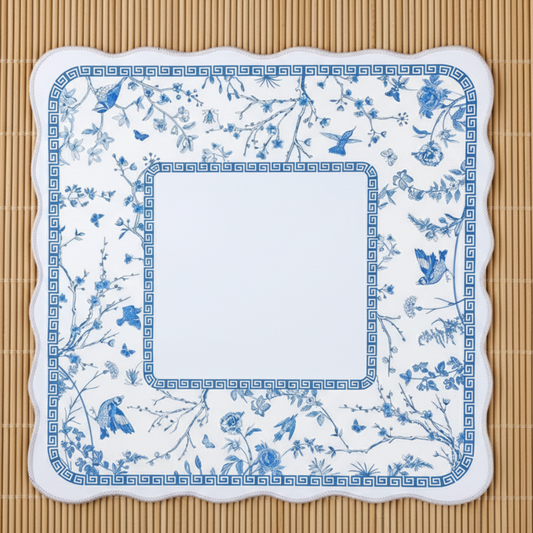 Blue Chinoiserie Mahjong Mat – Rollable Mahjong Table Mat