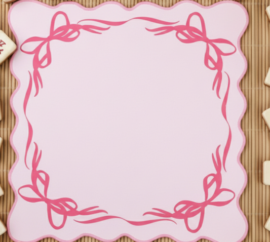 Coquette Pink Mahjong Mat with Carrying Bag – Rollable Mahjong Table Mat