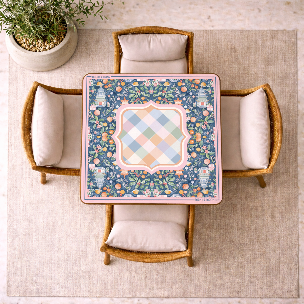 Festive Citrus Chinoiserie Mahjong Mat