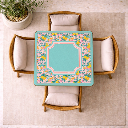 Pink Citrus Chinoiserie Mahjong Table Mat
