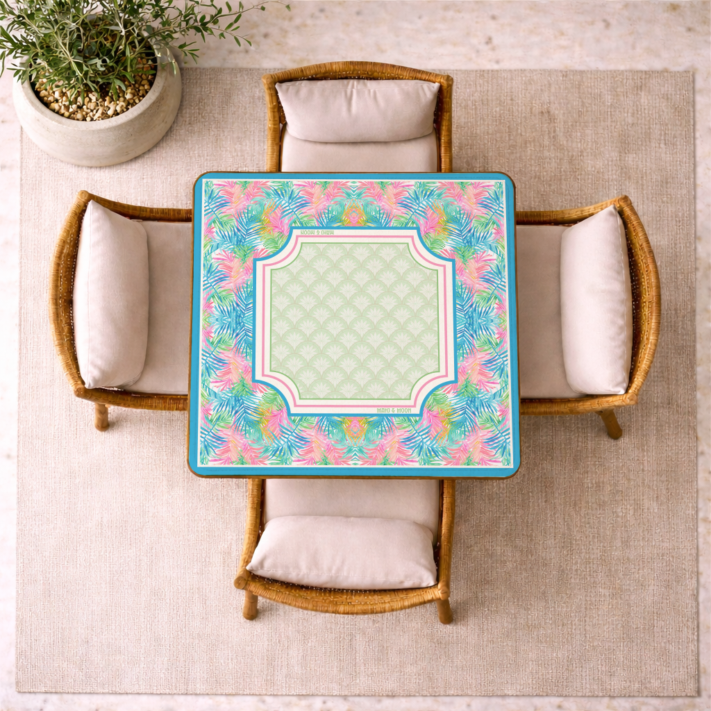 Blue Tropical Palm Mahjong Mat