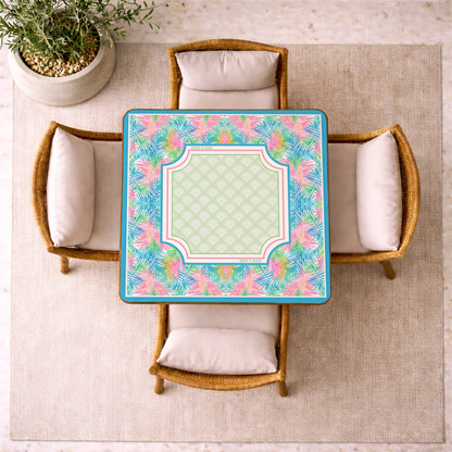Blue Tropical Palm Mahjong Mat