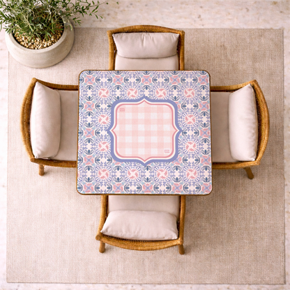 Purple Floral Gingham Geometric Mahjong Mat
