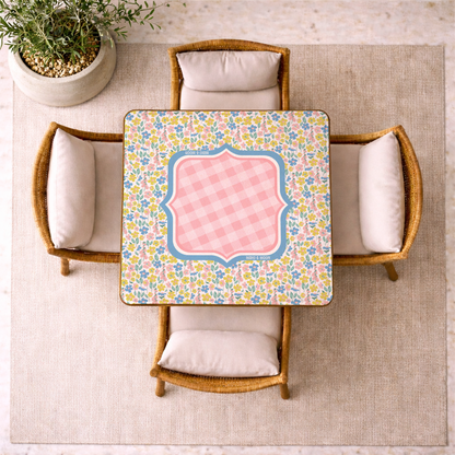Pastel Wildflower Gingham Mahjong Mat