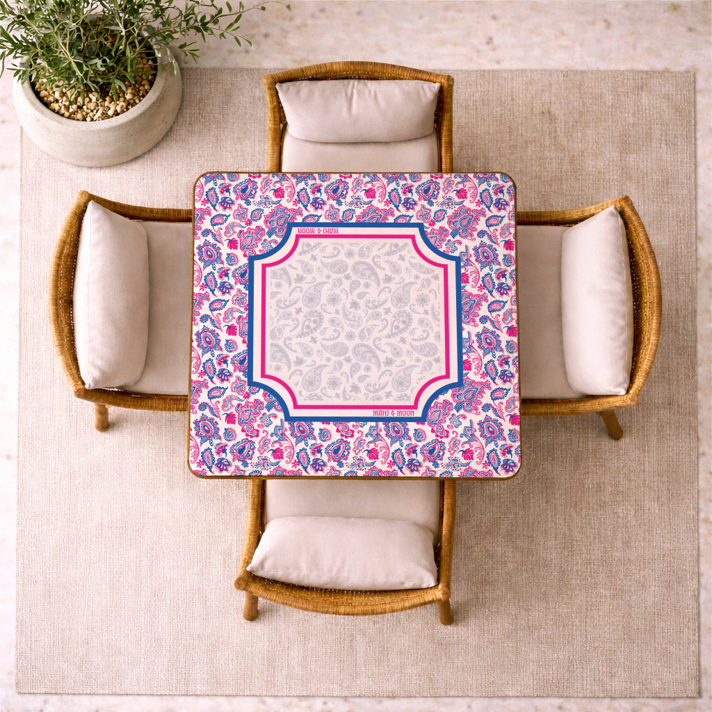 Pink & Blue Paisley Mahjong Mat