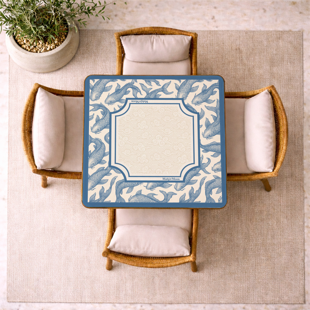 Blue Koi Chinoiserie Mahjong Mat