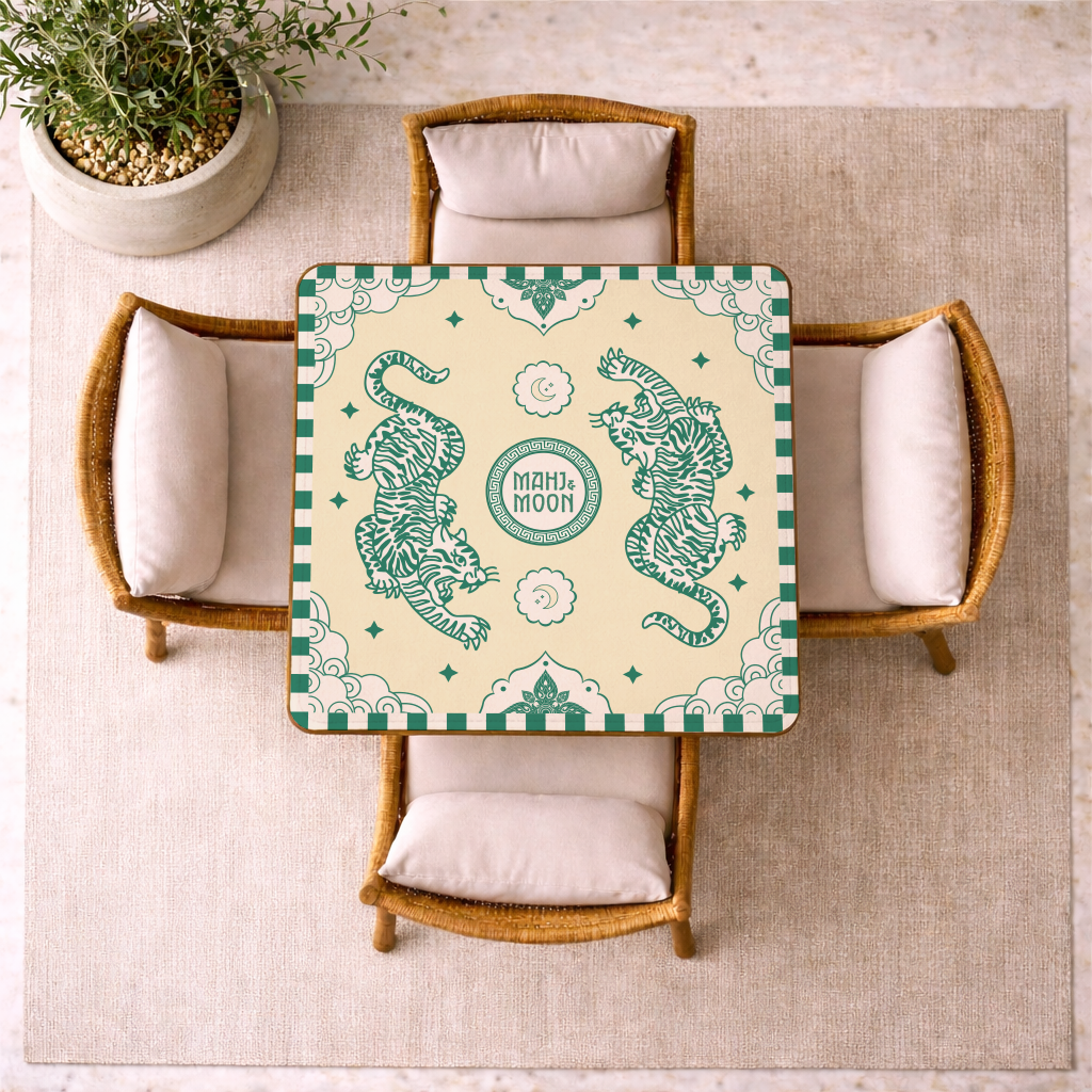 Emerald Tiger Chinoiserie Mahjong Mat