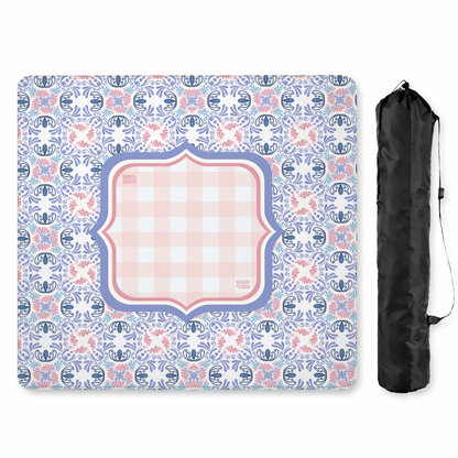 Purple Floral Gingham Geometric Mahjong Mat
