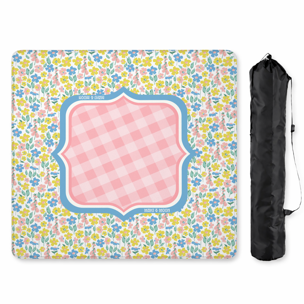 Pastel Wildflower Gingham Mahjong Mat
