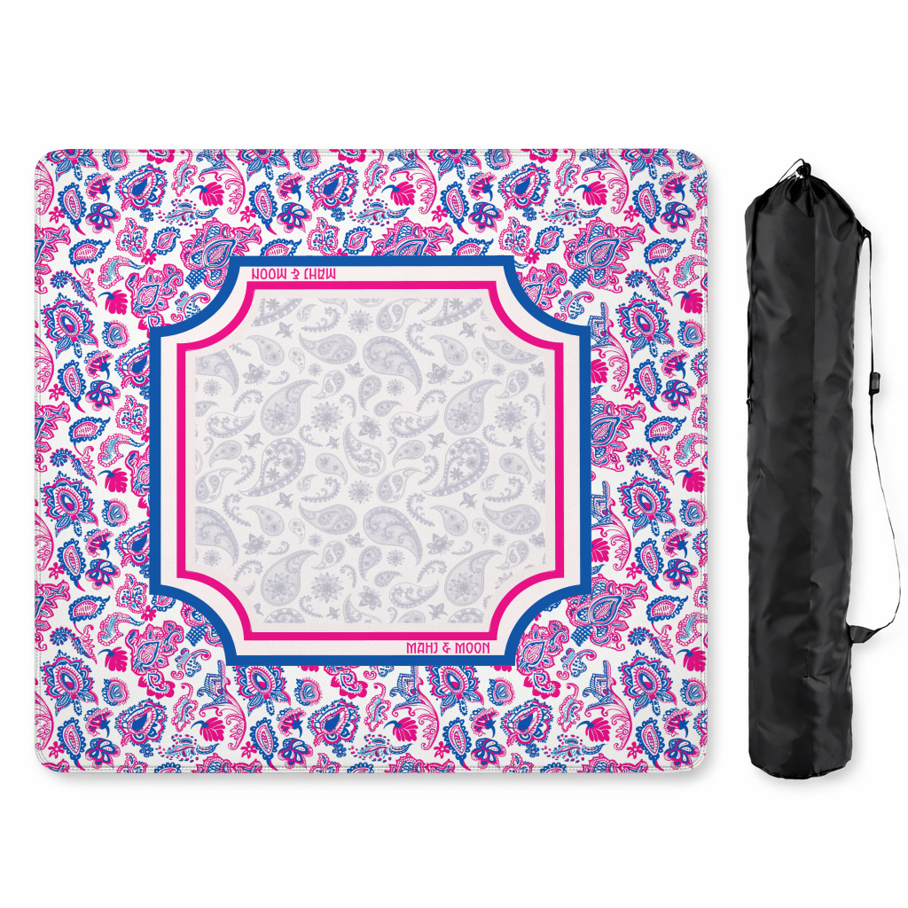 Pink & Blue Paisley Mahjong Mat