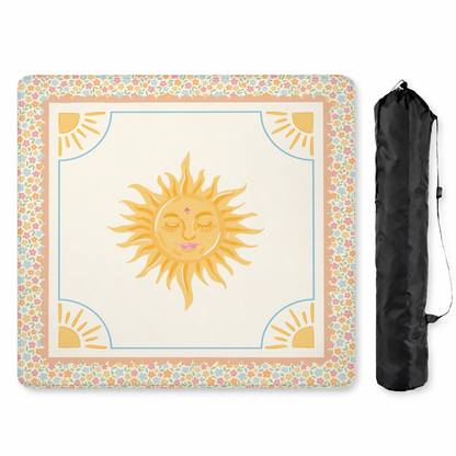 Celestial Sun Mahjong Mat | Boho Sunshine Mahjong Mat in Peach & Yellow