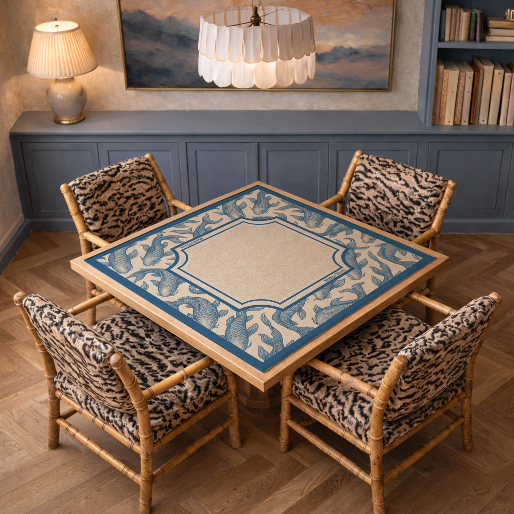 Blue Koi Chinoiserie Mahjong Mat