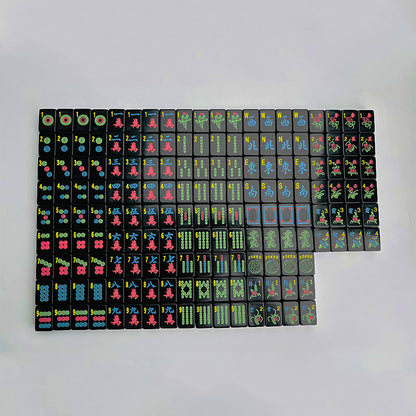 Midnight Fiesta Mahjong Tile Set – Black and Neon Mahjong Tiles, Unique Modern Mahjong Game Accessories,